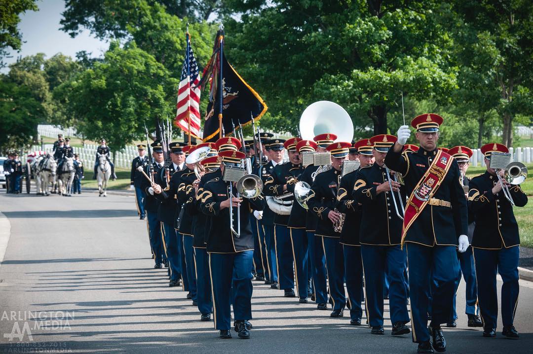 On McPherson Drive with the US Army Band and the US Army Old Guard at Arlington National Cemetery. 
#Arlington⠀
#ArlingtonMedia⠀
#ArlingtonCemetery⠀
#ArlingtonNationalCemetery⠀