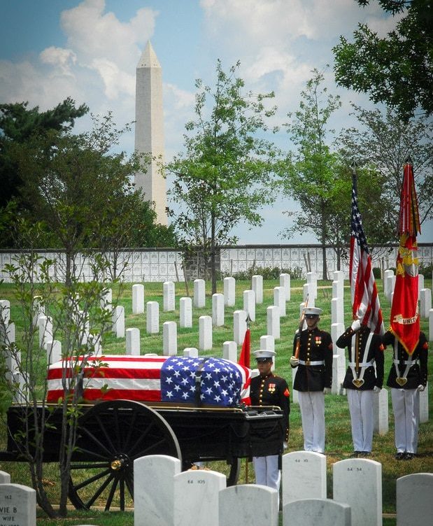 U.S. Marine Corp Honor Guard Positioning for a Transfer Near Patton Circle | Arlington cemetery photography | Arlington media, inc.