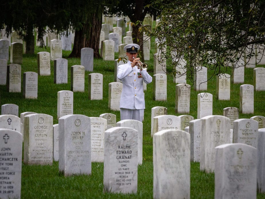 US Navy Bugler in Arlington National Cemetery Section 12A | Arlington media, inc.
