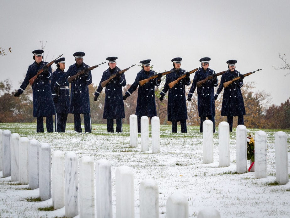 US Air Force Firing Party in Section 62 Arlington National Cemetery | Arlington media, inc.