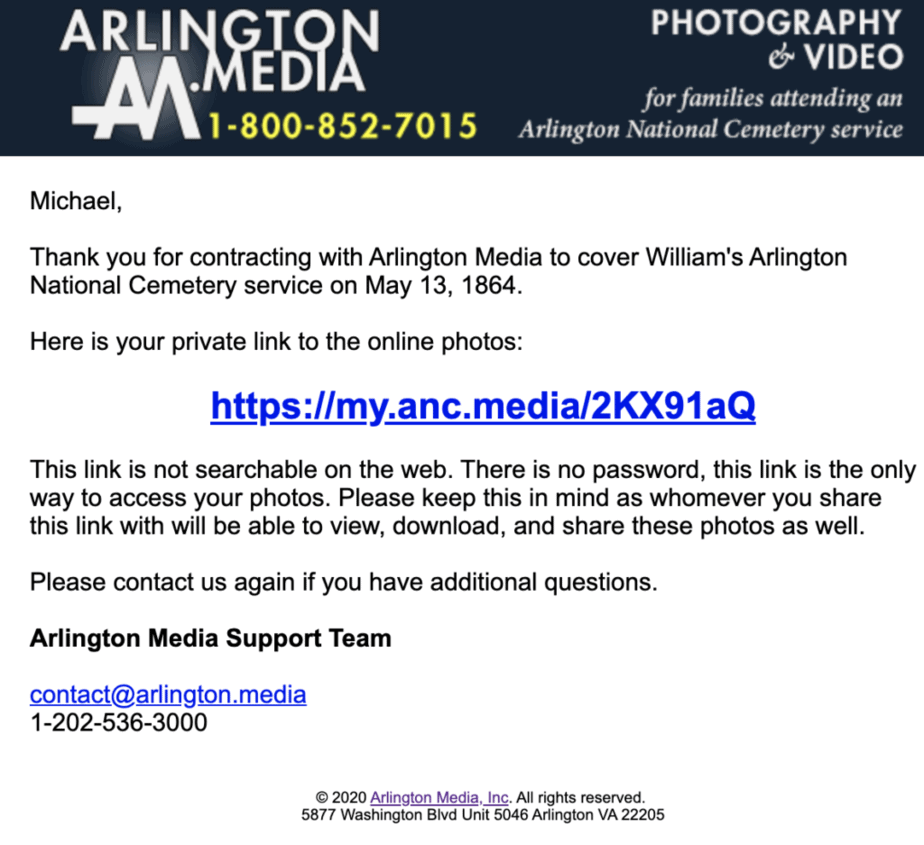 email template | arlington national cemetery Photo Online | Arlington Media, Inc.