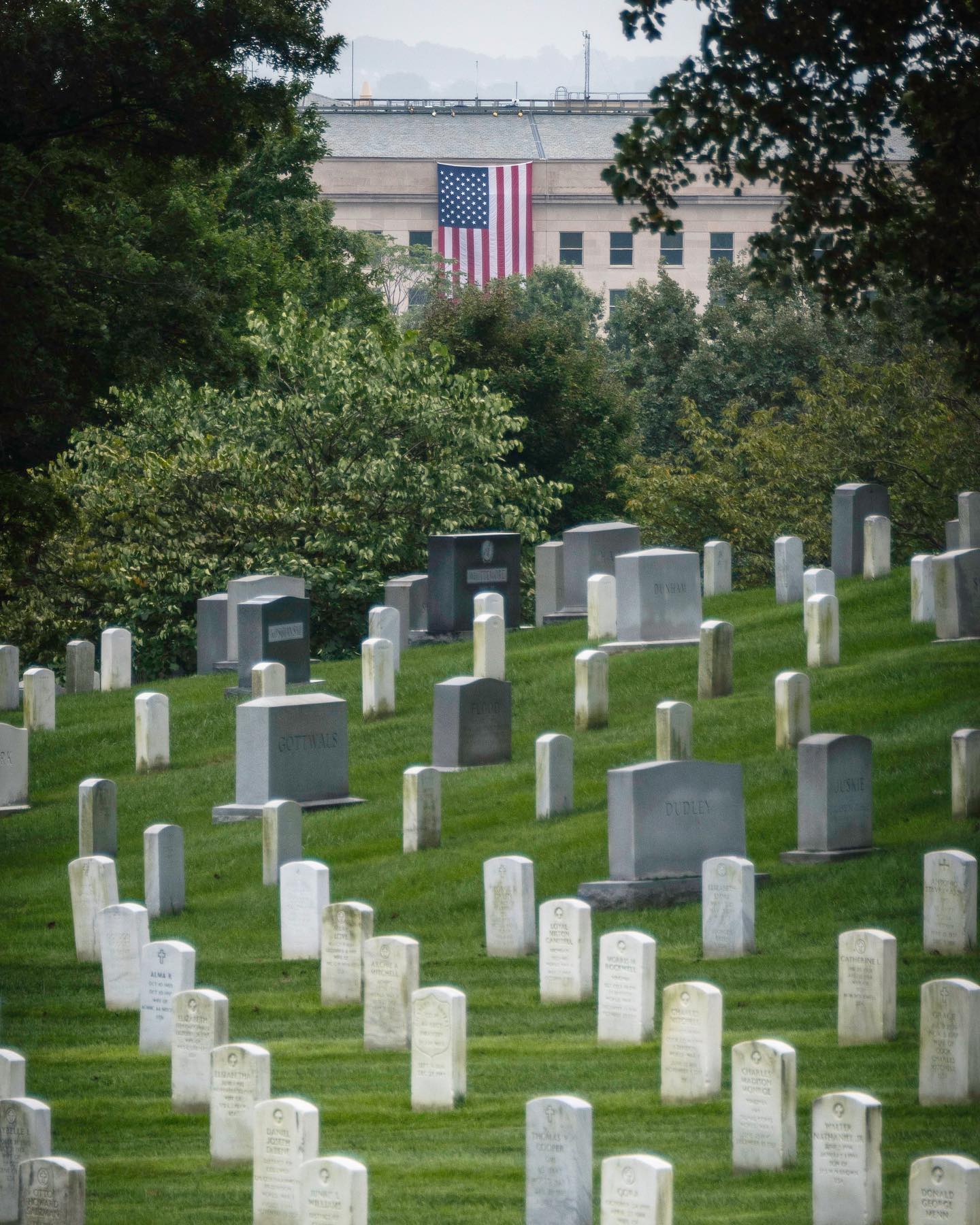 Flags are seen throughout Washington DC, the Pentagon, and Arlington today in remembrance of all those that lost their lives on 9/11.