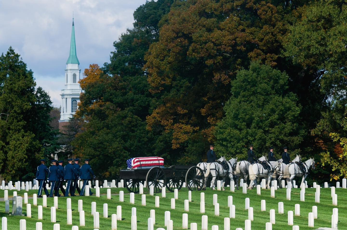 Many people know the incredible accomplishments of General George S. Patton, Jr.  during his World War I and World War II roles.  He’s known for his robust accomplishments in World War I commanding the US Army’s Light Tank Corps and in World War II commanding the 3d Army.  However, some of his earlier impacts are seen right here at Fort Myer.⠀
⠀
You can see the spire of the Fort Myer Old Post Chapel rising to the sky in the lefthand side of this image.  It lies adjacent to Arlington National Cemetery and is the start of many a full honors service here in the cemetery. ⠀
⠀
While at Fort Myer, Patton left his mark on the US Army and the post with some of his contributions still seen today -- just like this chapel shown here today.  Few people know about his involvement in the construction of the Old Post Chapel, but it just one of many things Patton was involved in starting and pioneering here on post.