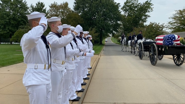 Members of the US Navy Ceremonial Guard salute a caisson in preparation for a transfer at Arlington National Cemetery in Arlington, Virginia. 

Established in 1931, the United States Navy Ceremonial Guard is the official ceremonial unit of the Navy. Located at Joint Base Anacostia-Bolling, Washington, DC, the Navy Ceremonial Guard’s primary mission is to represent the service in Presidential, Joint Armed Forces, Navy, and public ceremonies in and around the nation’s capital.  The Navy Ceremonial Guard also serves as the funeral escort and conducts all services for Navy personnel buried in Arlington National Cemetery.