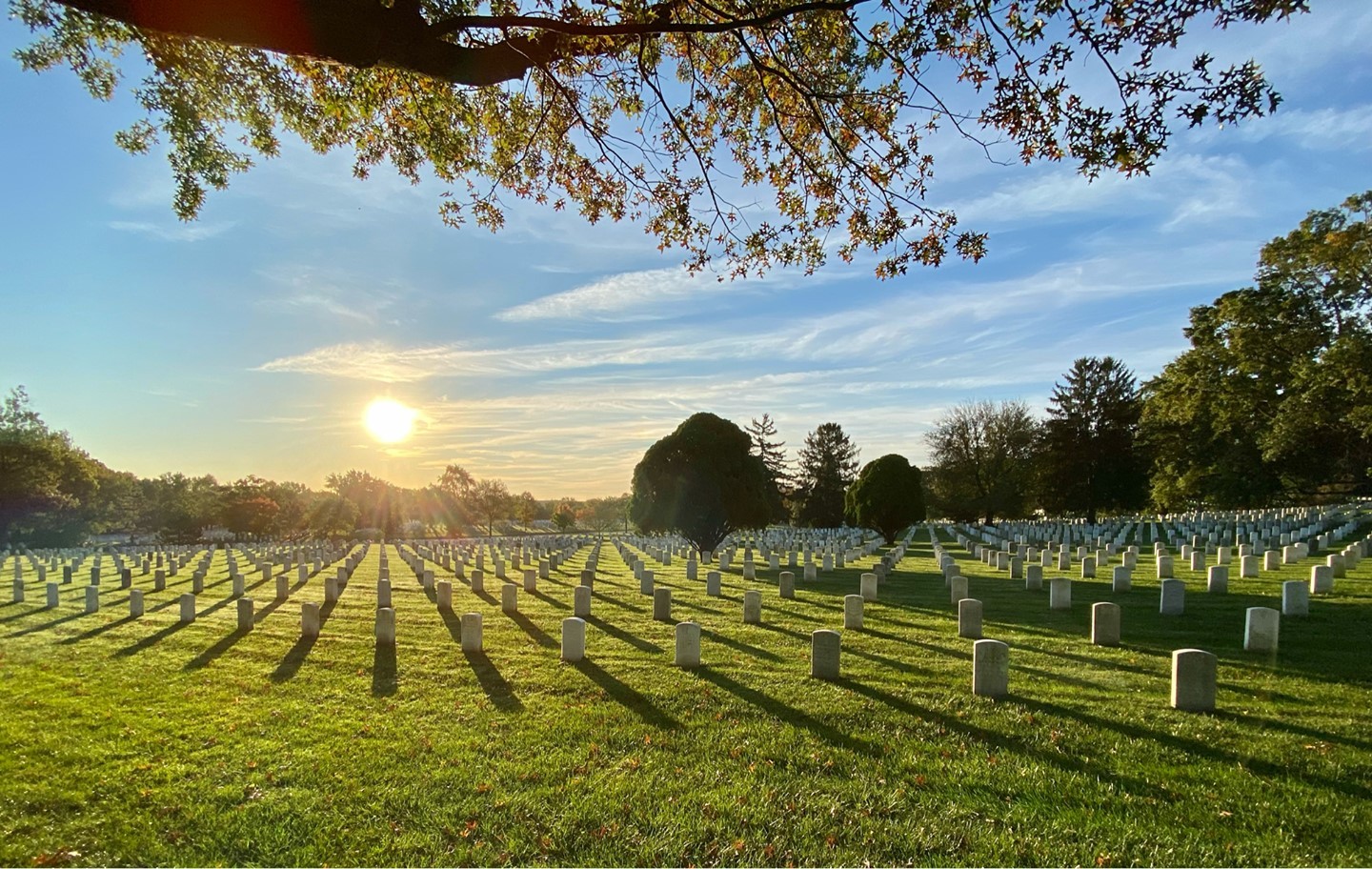 A sunrise over Arlington National Cemetery after a full week of services with Arlington Media.