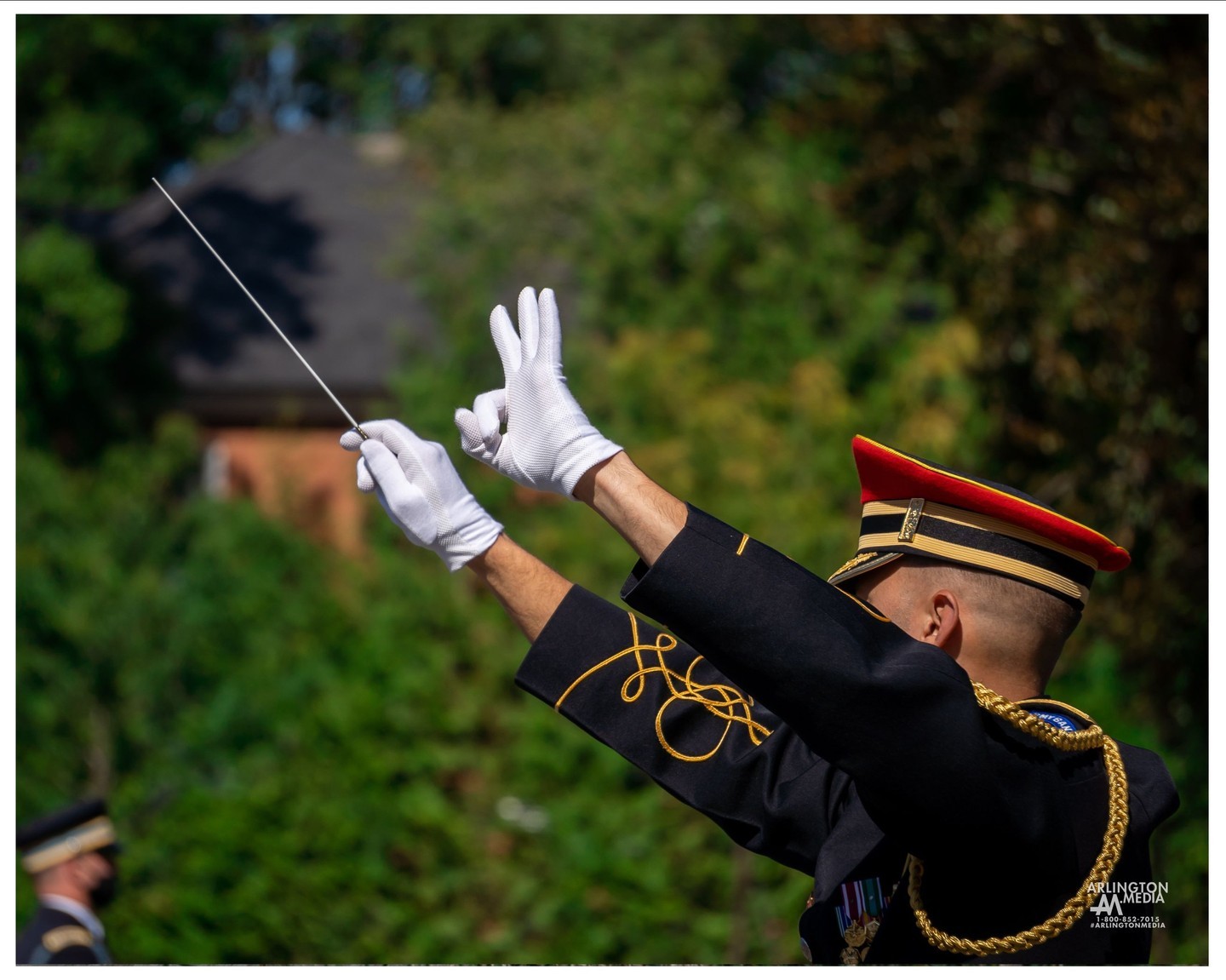 Full honors funerals that begin at the Old Post Chapel involve a majestic display of military honors and precision outside the walls of the chapel in preparation for the presentation and moving of the remains inside the chapel walls.  At the beginning of the service, the family is seated inside, at which time, the honor guard marches into position and the US Army Band (or appropriate band based on branch of service) plays a song while the remains are transferred into the Chapel.

The nuances of the Honor Guard's mission set outside the chapel is humbling.  The escort element lowers their sabers within inches of the ground, the band performs a perfection rendition of an American classic, and the flag is folded on the corners as the casket enters the building are a mere fraction of the amount of reverence these soldiers hold for the veterans they bury every day.

As the service begins, the family's attention shifts, but the @arlingtonmedia team prides itself on capturing as many moments as possible, through as many lenses, with as much discretion as we can muster to keep the focus on the family and your loved one, instead of on our team.  Moments just like this, are but a few that we capture in our full galleries delivered to families to remember the service of their esteemed loved one. 

Here, the leader of the US Army Band holds their baton in the air as the members raise their instruments and drumsticks before beginning to conduct the band in honoring a fallen veteran at a service three weeks ago.  We are honored to do the work that we do, and it would be our pleasure to speak with you further about immortalizing your loved one's service through photographic and video media to outlast a lifetime.