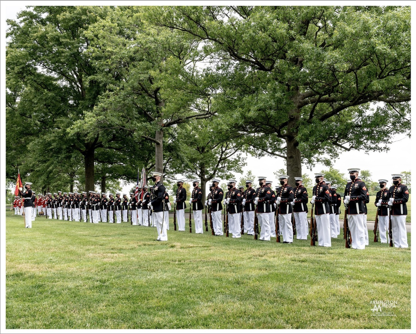 The United States Marine Corps Barracks Washington conducts funeral missions in Arlington National Cemetery.

The mission of Company B of this unit is to perform ceremonial duties and special security tasks in support of the Capitol area, the Military District of Washington, and Marine Barracks Washington.
 
Ceremonial duties include military funeral details at Arlington National Cemetery and throughout the Capitol area, armed forces full honors arrivals at the Pentagon, and armed forces full honors wreath ceremonies at the Tomb of the Unknown Soldier. In addition to ceremonial tasks, Co. B is also responsible for maintaining proficiency in infantry skills to include a contingency security mission to the nation's Capitol in times of civil disturbances.
 
Co. B is also home to the Marine Corps Body Bearers, the bearers of caskets for all Marine Corps funerals within the Capitol area and many high-ranking government officials.