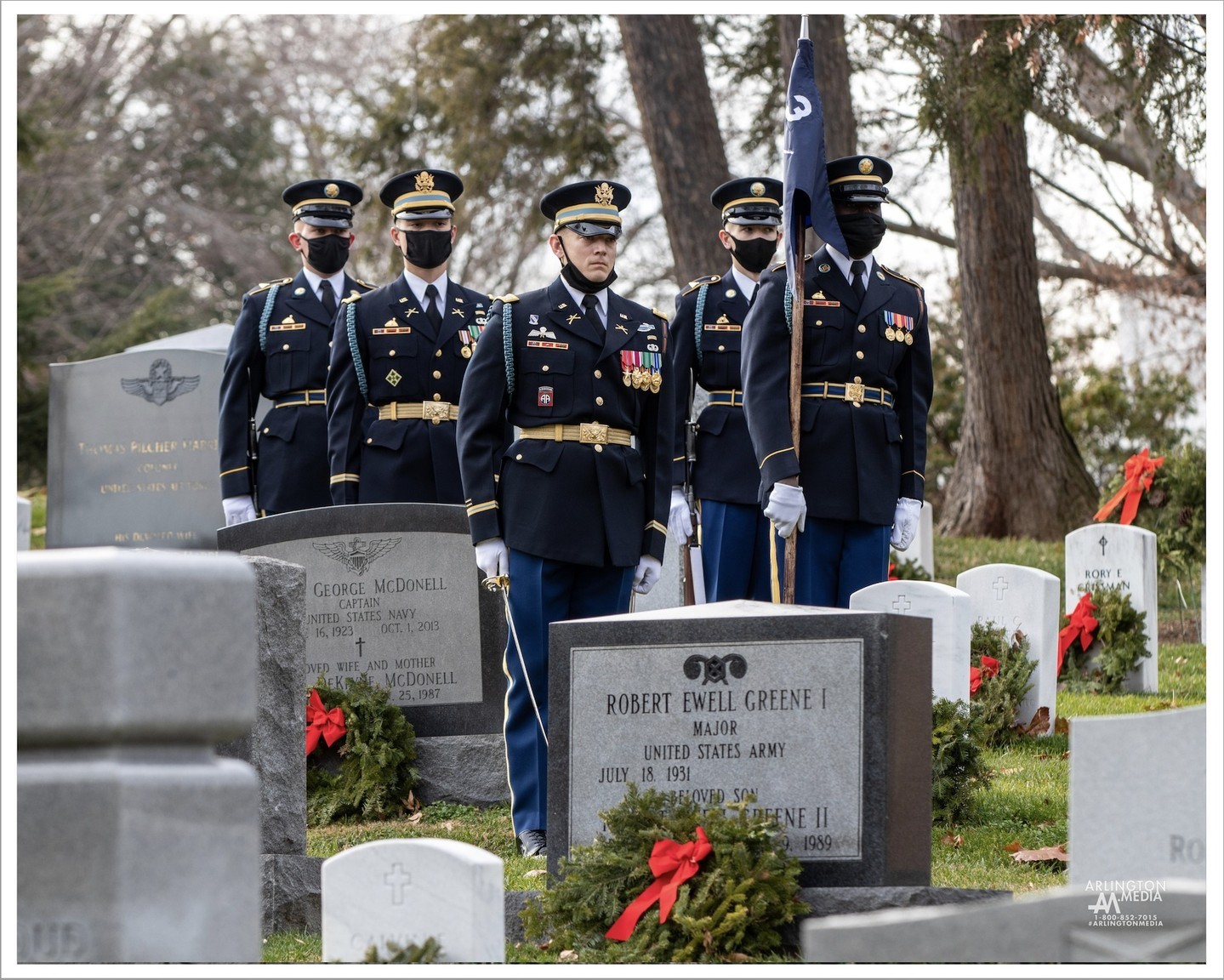 An escort commander and his platoon captured during a mission in Arlington National Cemetery.

PC: @arlingtonmedia