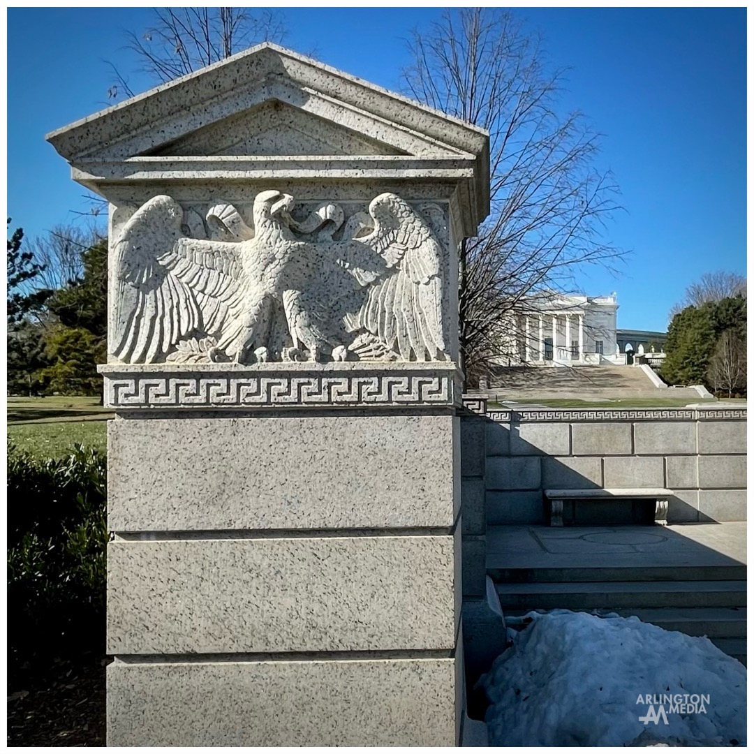 Pictured here is a bald eagle carved into the walls leading up to the Tomb of the Unknown Soldier.

Today, the American bald eagle is protected under the National Emblem Act of 1940. 

The Founding Fathers made an appropriate choice when they selected the bald eagle as the emblem of the nation. The fierce beauty and proud independence of this great bird aptly symbolizes the strength and freedom of America.