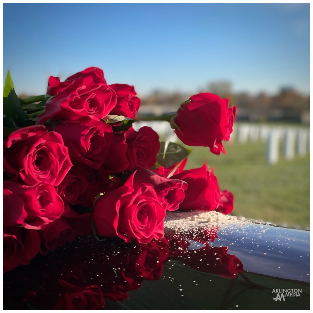 Red roses lay atop a casket in Arlington National Cemetery placed by family members after a service covered by @arlingtonmedia earlier this month.

"How do you measure a soldier's sacrifice?
Is it by the number of friends and family left behind?
Is it by the months or years given in service?

How do you measure a soldier's courage?
Is it by the number of objectives completed,
Or by the number of bullets dodged or missions served?

How do you measure a soldier's honor?
Is it by the duty he or she volunteers for,
Or by the number of medals earned?

The simple truth is that these things are immeasurable,
As is this country's debt to all who serve,
And pay the price for freedom in this land."

Capturing families and loved ones as part of our service coverage is an honor for our @arlingtonmedia team.  The sacrifice of veterans AND their families is not lost on us and it is beautiful to witness and an honor to photograph as memories for generation to come.